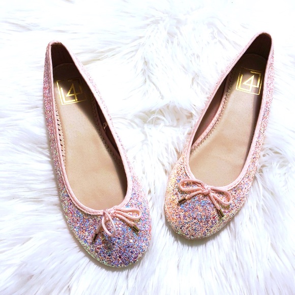 Shoes - Holographic Pink & Blue Glitter Ballet Flats 💘